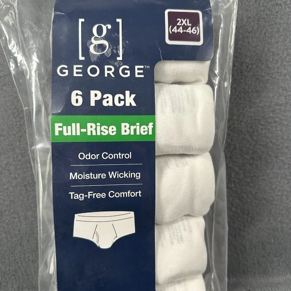 George Full-Rise‎ Brief Mens Underwear 2XL 6 Pack Odor Control Moisture Wicking